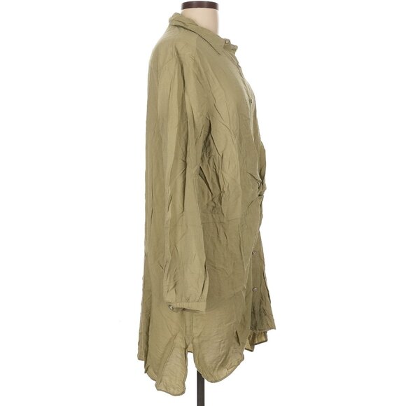 Zara Long Sleeve Peplum Button Snap Front Twist Knot Dress Tunic Knee Length L - Picture 5 of 5